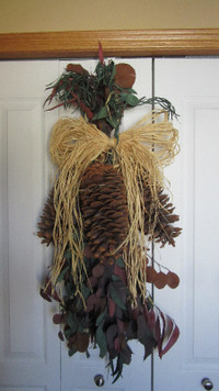 Large Hanging Pinecone and Eucalyptus Door Swag Decoration