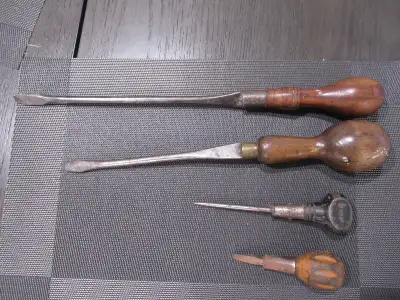 4 Victorian Cabinet Screwdrivers C1880-1920's Various Sizes, View more