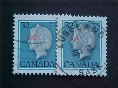 THERE APPEARS TO BE AN EXTRA BUSHY EYEBROW ON THE FACE OF QUEEN ELIZABETH ON THIS STAMP. THIS STAMP...