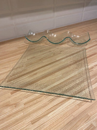 2 piece glass snack serving set