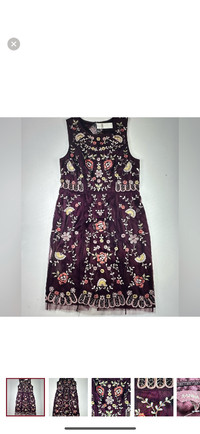 Anthropologie Ranni Gill Innes Mesh Beaded Embroidered Dress