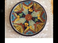ASSIETTE POTERIE SIGNEE M. MORA MEXICO DECO POTTERY PLATE SIGNED