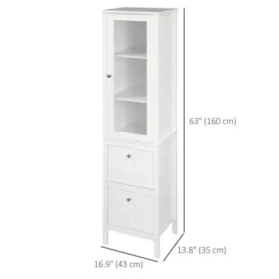 Tall Bathroom Cabinet with Tempered Glass Door, Storage Organize, View more