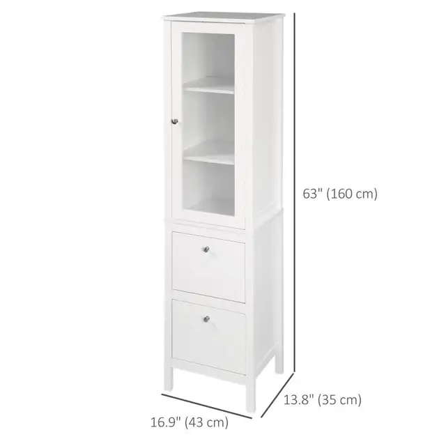 Tall Bathroom Cabinet with Tempered Glass Door, Storage Organize in Storage & Organization in Markham / York Region - Image 2