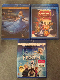 Disney new sealed blurays Cinderella Frozen Oliver and Company 