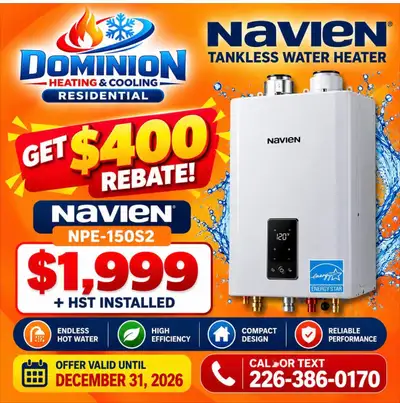 400$ Rebate on Navien Water Heater, View more