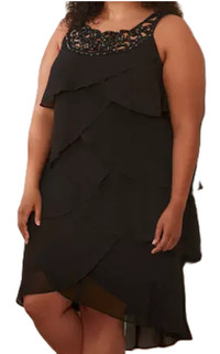 Size 24 Black Dress with beading at the top