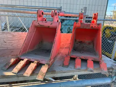 2 Available New (paint is rough) Kubota mini excavator buckets Fits model KX41 12” digging buckets S...