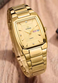Wwoor-8837 Golden Square Quartz Luxury Watch (NEW)