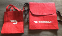 Two DoorDash Delivery Bags - One Big One Medium - Like New