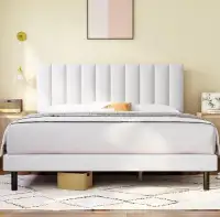NEW King Size Bed Frame, Upholstered Headboard, Storage