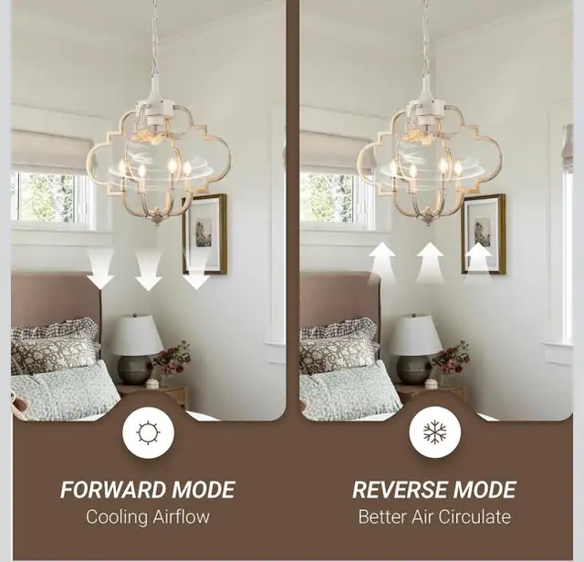 Farmhouse Lantern Chandelier Fan, 20" Rustic Caged Ceiling Fan in Indoor Lighting & Fans in Kitchener / Waterloo - Image 7