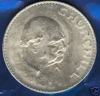 1965 UK British Commemorative Coin Churchill Queen Elizabeth II