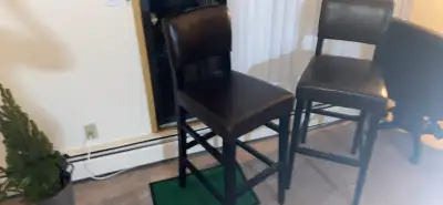 Beautiful brown leather bar/kitchen chairs, View more