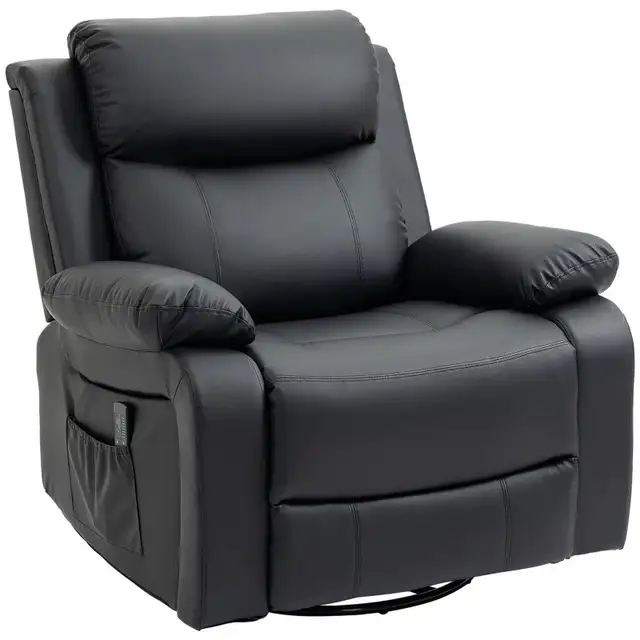 PU Leather Reclining Chair with Vibration Massage Recliner in Chairs & Recliners in Markham / York Region - Image 3