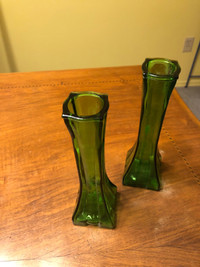 Matching Green glass vases 