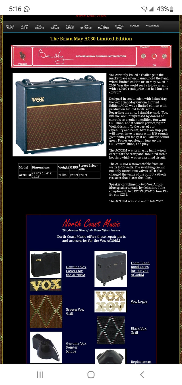VOX - LIMITED EDITION BRIAN MAY SIGNATURE AC30 NEAR MINT! in Amps & Pedals in London - Image 3
