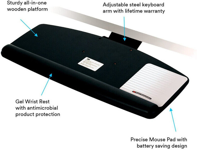 (NEW) 3M Lever Adjust Keyboard Tray Height Tilt Platform 21.75" in Mice, Keyboards & Webcams in City of Toronto - Image 2
