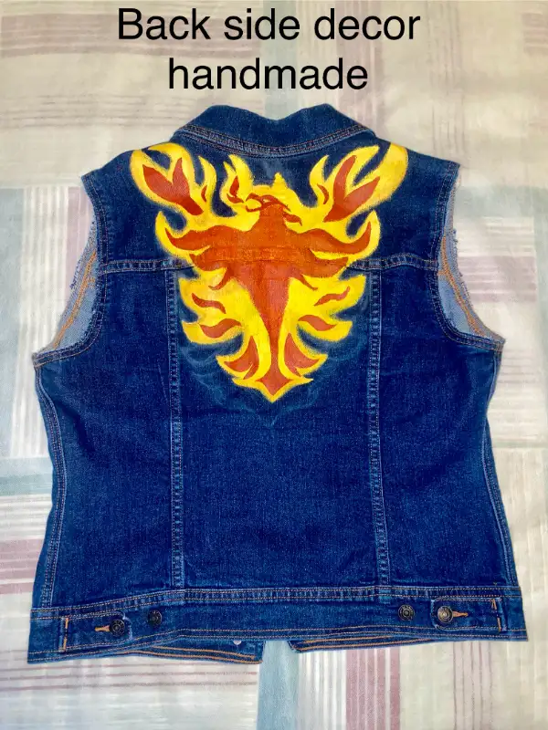 Denim vest jacket for girls with a custom made art in Kids & Youth in City of Toronto - Image 3