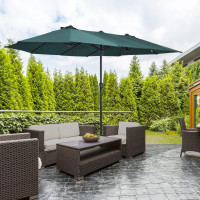 15ft Double-sided Patio Umbrella with Twin Canopy, Extra Large O