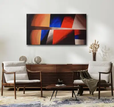 Dimensions - 48"x24" Original Abstract Painting Wall Art Canvas, View more