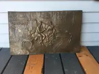 Tableau sculpture cuivre martelé, signé,