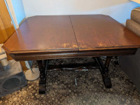 Antique table and six chairs