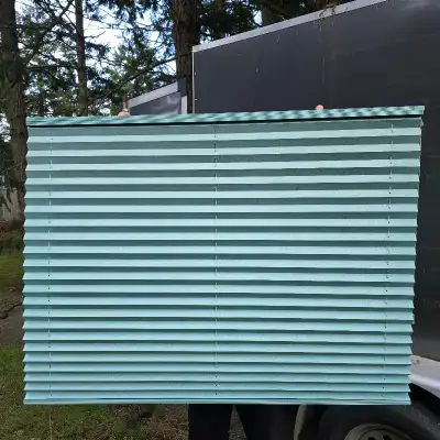 Soft Green Hunter Douglas Blinds 54 3/4 inches wide x 34 long can be pulled up or down no hardware $...