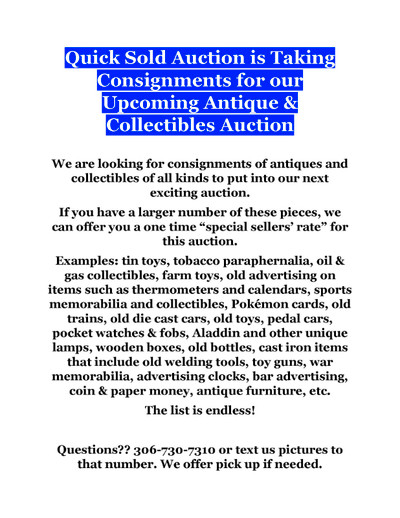 Taking Consignments - Higher End Antique, Vintage & Collectibles