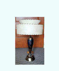 Vintage 1950s Retro Table Lamp with Original 2 Tier Shade MCM