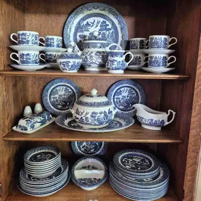 Blue willow dish set, View more