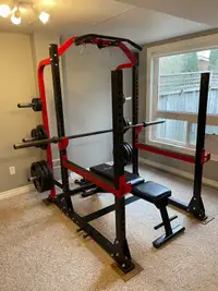 Gym Setup (Power Rack, Bench, Olympic Bar, 375 lbs Weights)