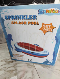 Kids Sprinkler Pool and Hockey Helmet Adult and 3 pc bath set 