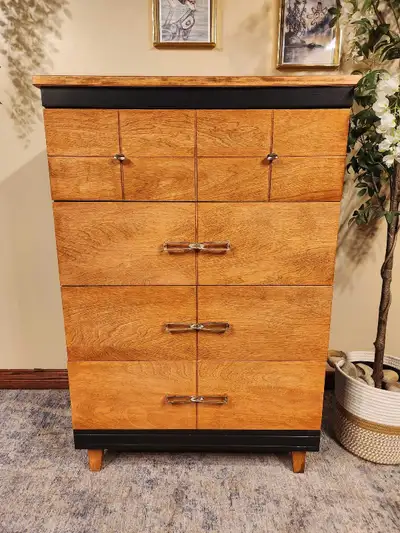 MCM Walnut Dresser – Solid Wood - Black & Walnut Finish, View more