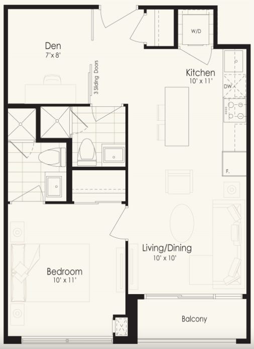 Beautiful 1 Bedroom + Large Den 2