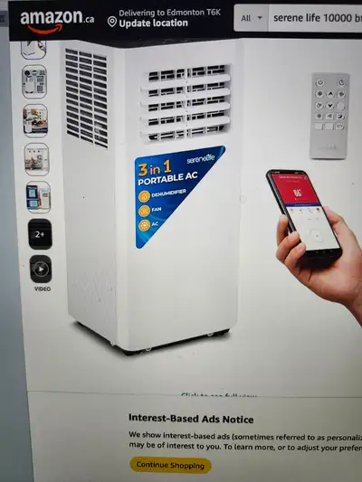 SereneLife Compact Freestanding Portable Air Conditioner-10,000 BTU Indoor Free Standing AC Unit w/D...
