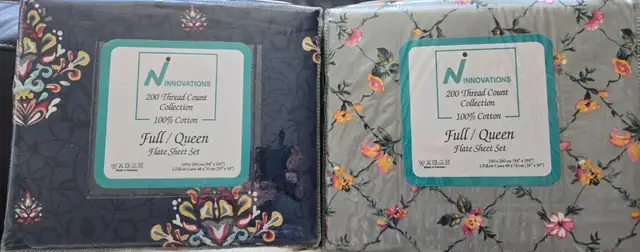 $30 for Both! Sealed Queen flat Sheet Set(no fitted sheet)cotton in Bedding in Mississauga / Peel Region - Image 2
