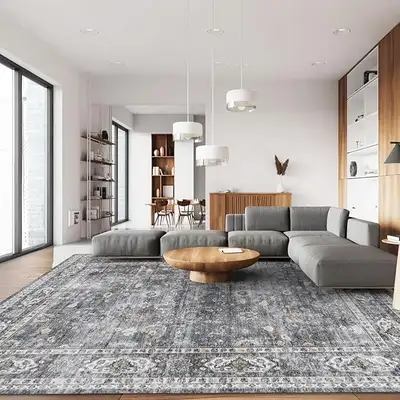 Rugcomf 8x10 Washable Boho Rug - Grey, View more