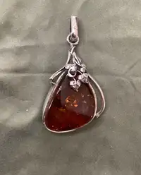 Baltic Amber Pendant set in 925 sterling silver 