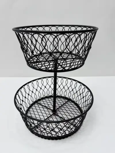 Black Steel 2 Tier Countertop Basket Organizer / Barrhaven, View more