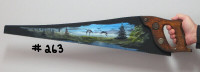 #263 Oil Painting on a Handsaw - 2 Canada Geese scenery