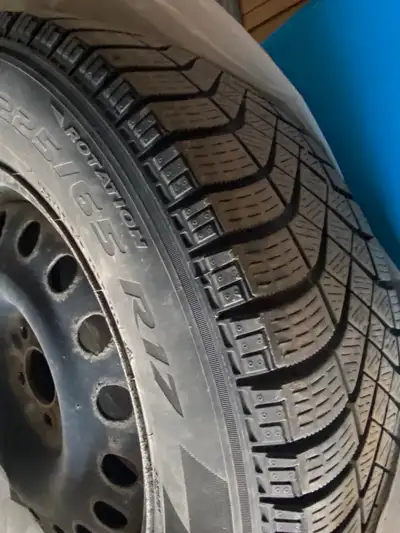 3 pirelli and 1 dynamo brand. 225/65/17. Mounted on steel rims. Used for 3 seasons. See photos for w...