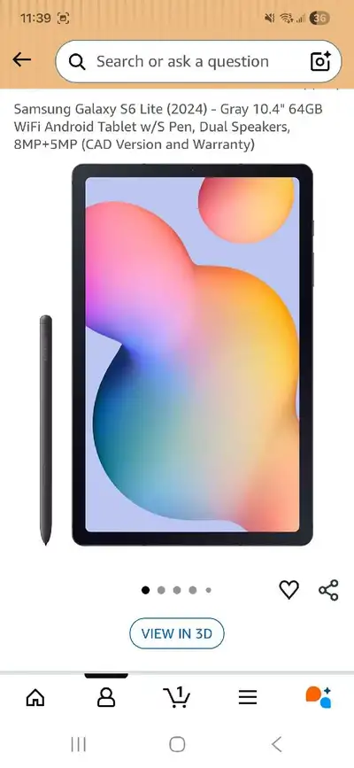 Samsung Galaxy S6 Lite (2024) - Gray 10.4" 64GB WiFi Android Tablet w/S Pen Was used twice, perfect...