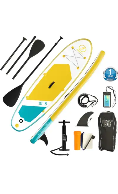 Bifanuo 10'x31''x6'' Inflatable Stand Up Paddle Board with SUP Accessories & Backpack. Non-Slip Deck...