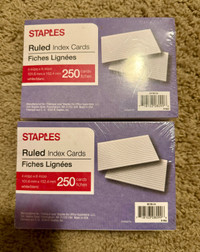 Brand New Staples Ruled Index Cards 250 Cards x 2