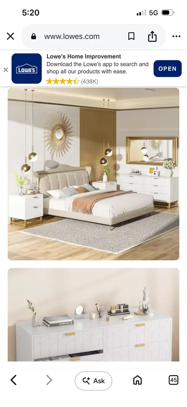 New Garvee Modern 3 Drawer Dresser Wide Chest with Gold Metal Le in Dressers & Wardrobes in Mississauga / Peel Region - Image 3