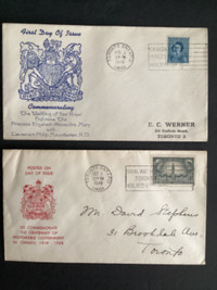 1948 - First Day of Issue Canadian postage stamp envelopes