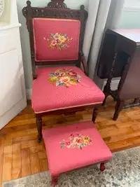 Antique chair and footstool for sale