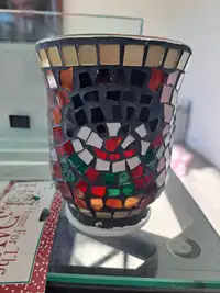 Mosaic glass small snowman vase