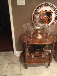 ANTIQUE WOOD BAR CART